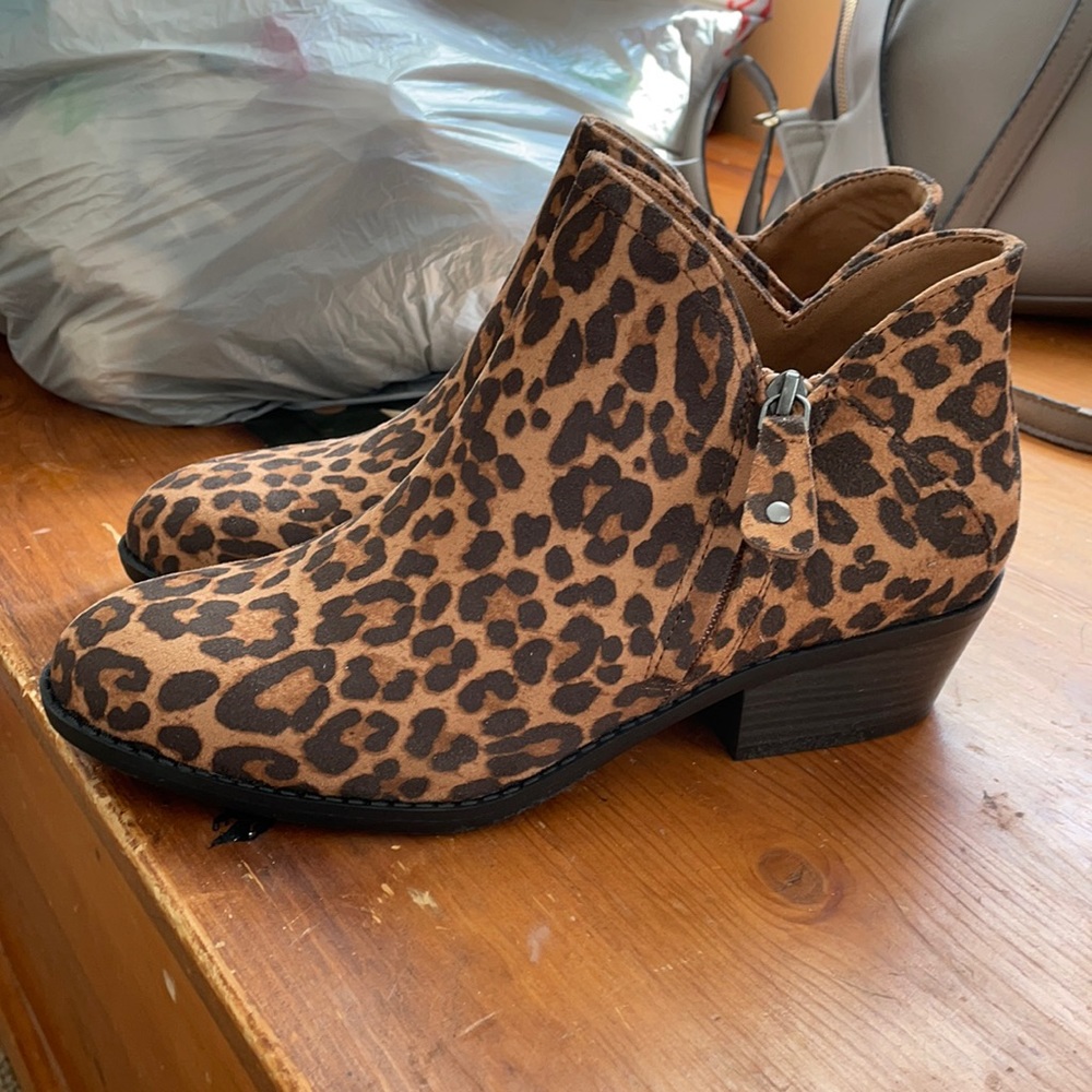 Leopard print booties